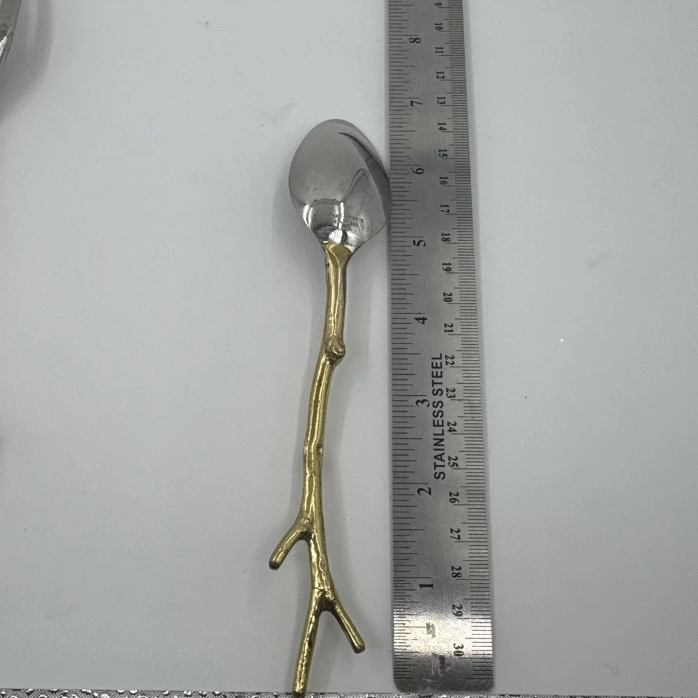 Pier 1 Imports flatware‎ branch/twig-style gold handles stainless steel .